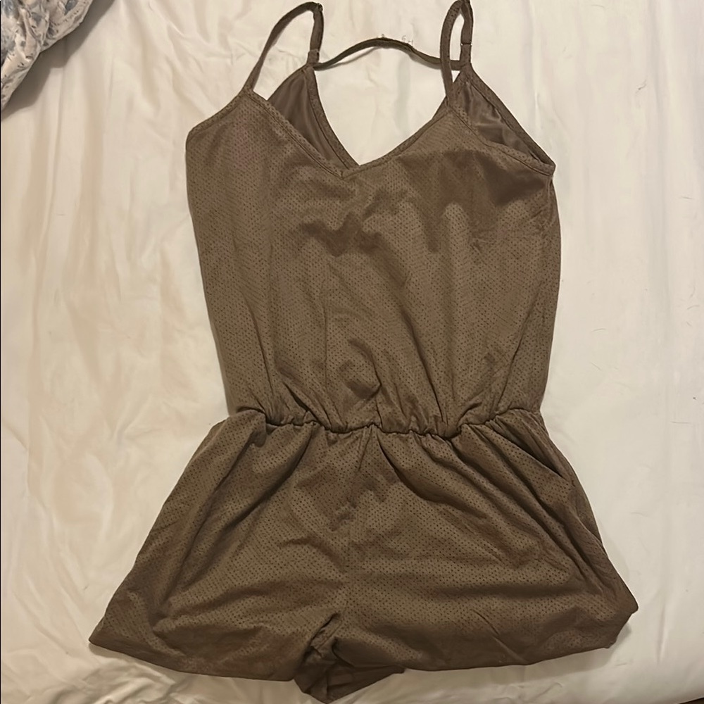 FP Movement by Free People Brown Romper with Spaghetti Straps